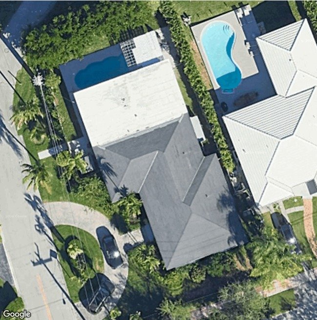 Aerial photo of the example roof