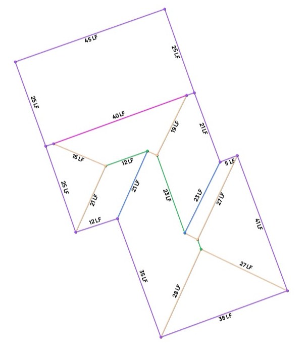 Roof diagram with every line measured